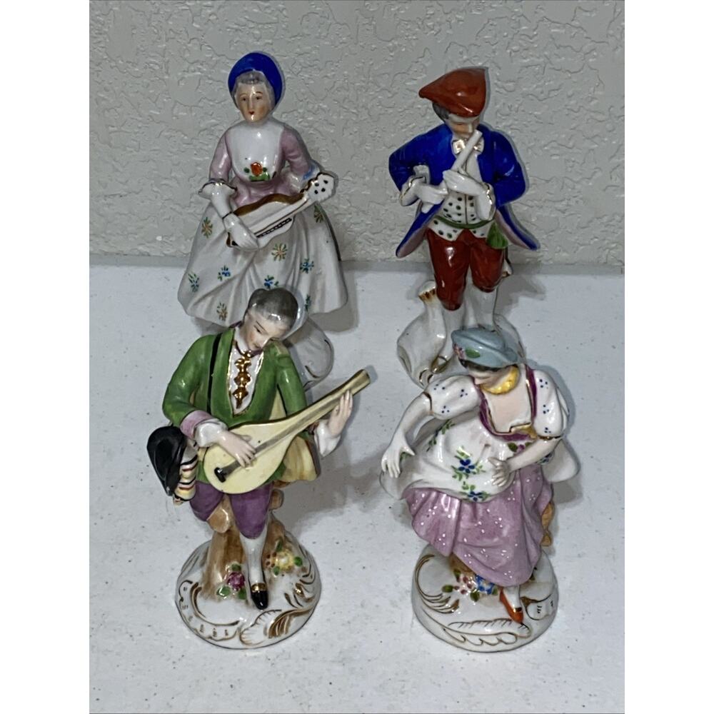 VTG Made In Occupied Japan Musician Courting 2 Couples Colonial Lot Of 4 Figures